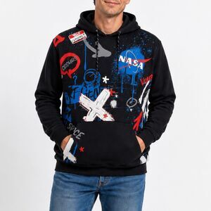 Southpole NASA Space Graphic Hoodie Mens Large Black Pullover Cosmos Streetwear